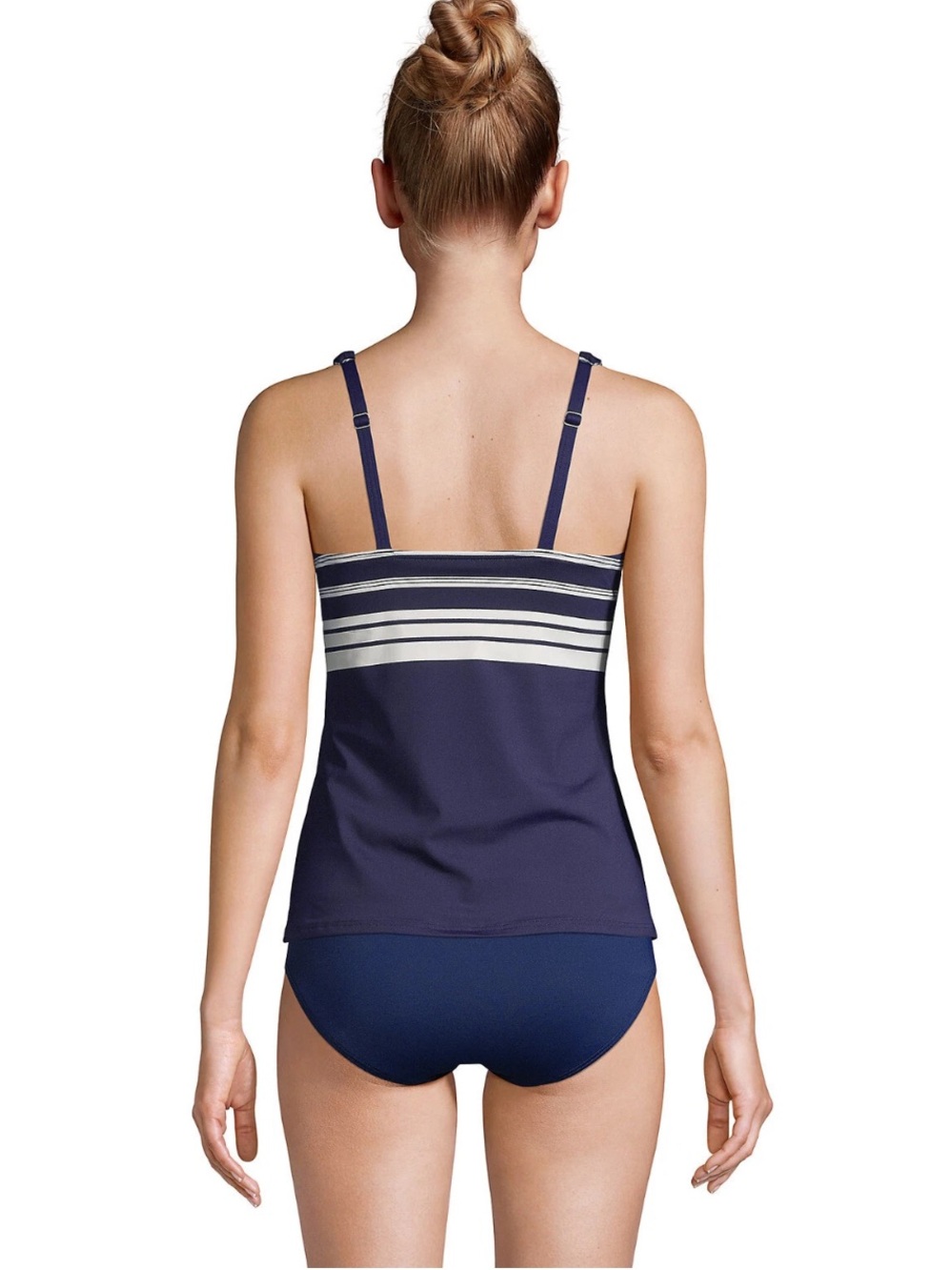 Lands End Chlorine Resistant Square Neck Underwire Tankini Swim Top Navy 18W - Picture 3 of 11